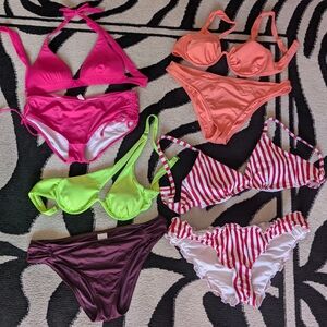Bikini Bundle XL Large Victoria's Secret Shade & Shore Pink stripe